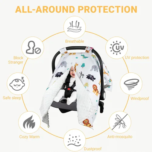 Miniatura 4 de Metplus Funda para asiento de coche 2 en 1 para bebé, toldo para asiento de coche para bebés, funda de lactancia multiuso para mamá, fundas