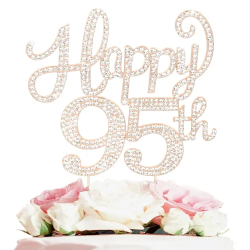 Miniatura 27 de LASKYER Decoración de feliz cumpleaños número 10, decoración de pastel de diamantes de imitación dorados de 10º cumpleaños – Letrero de metal