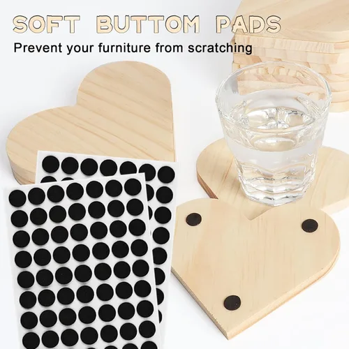 Miniatura 6 de GOH DODD - Juego de 24 posavasos de madera sin terminar, de 4.5 pulgadas, juego a granel con almohadillas para pies para manualidades, grabado
