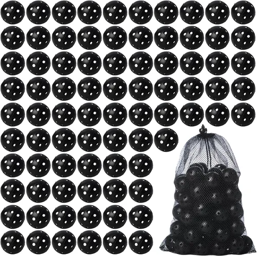 MiniInflat Paquete de 80 pelotas de práctica de golf con vuelo limitado de 42 mm, pelota de entrenamiento de golf de plástico hueca con flujo de