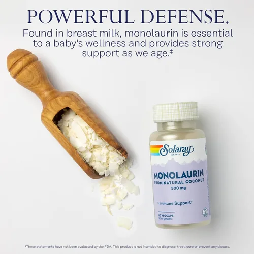 Miniatura 3 de SOLARAY Monolaurina de 500 mg de coco natural, suplemento de monolaurina para un potente apoyo nutricional, verificado en laboratorio, 60 porciones
