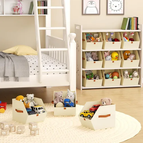 Miniatura 4 de Homsorout Cubos de almacenamiento de tela para armario, paquete de 6 contenedores cuadrados con doble asa para ropa, toallas, juguetes, cubos