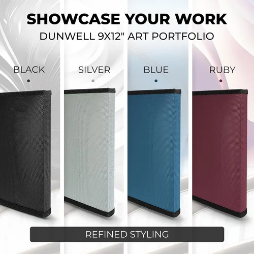 Miniatura 8 de Dunwell Art Portfolio - Carpeta de 9 x 12 pulgadas (azul), papel de montaje negro, carpeta de portafolio para obras de arte, carpeta de arte de 9 x