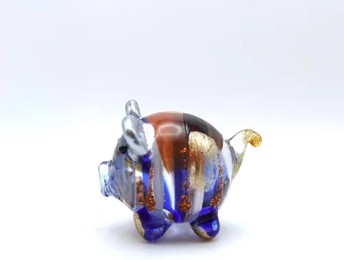 Miniatura 2 de Figurita de Cerdo en Miniatura de Cristal – Figura de Animal de Cristal Soplado Hecha a Mano – Linda Escultura de Cerdo Coleccionable – Decoración