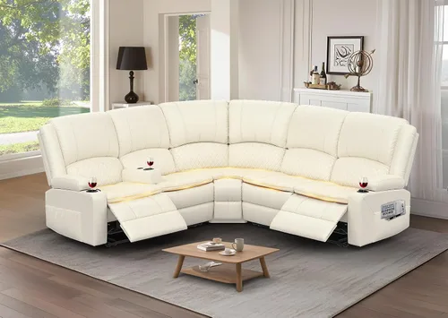 Miniatura 35 de Yolsali Sofá reclinable, sofá reclinable manual de 3 plazas con cojín de 2 niveles, sofás reclinables para sala de estar con consola removible