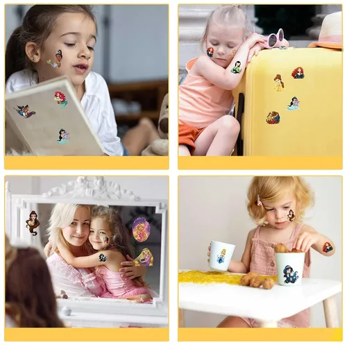 Miniatura 3 de 40 hojas de tatuajes temporales de princesa para niños, calcomanías de decoración de princesa de dibujos animados, regalos para niñas y niños
