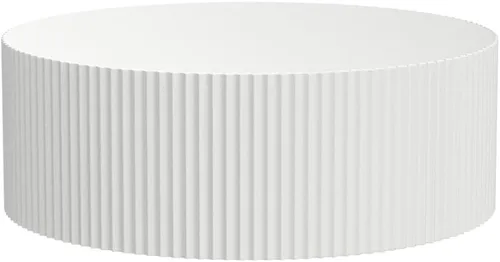 Miniatura 5 de Mesa de centro redonda blanca moderna grande redonda mesa auxiliar de madera para sala de estar, oficina, apartamento Redondo-35.43" Blanco