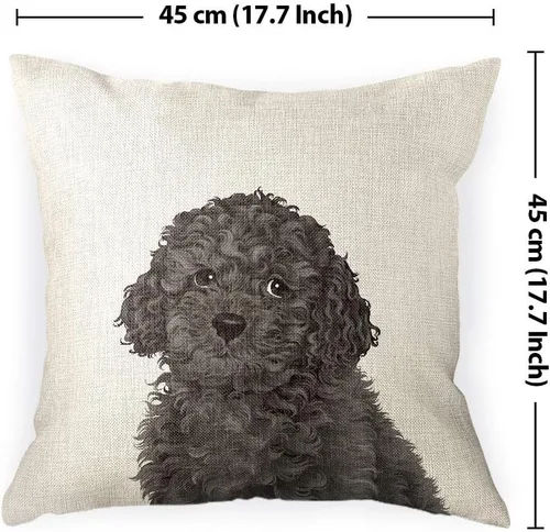 Miniatura 4 de WIRESTER Funda de almohada para sofá, funda de cojín decorativa para oficina en casa, 18 x 18 pulgadas, lindo caniche de juguete gris