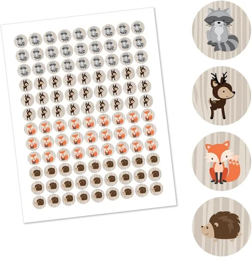 Miniatura 2 de Big Dot of Happiness Woodland Creatures – Baby Shower o fiesta de cumpleaños – Etiquetas para dulces de chocolate (1 hoja de 108)