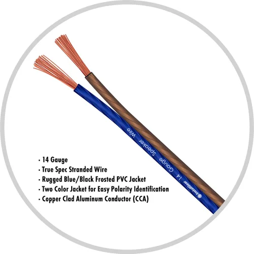 Miniatura 3 de InstallGear Cable de altavoz de calibre 14 de 30 pies, cable de altavoz de audio de automóvil de aluminio revestido de cobre para sistemas estéreo