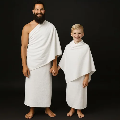 Miniatura 7 de Ihram - Juego de 2 toallas para hombre - Hajj y Umrah - 100% algodón natural - Suave, sin costuras 43.3 x 86.6 in (43 x 86 pulgadas) - Ahram Ehram