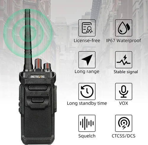 Miniatura 9 de Retevis RT48 Walkie Talkies impermeables con auricular, radio profesional y empresarial de 2 vías, radio bidireccional resistente, cargador de seis