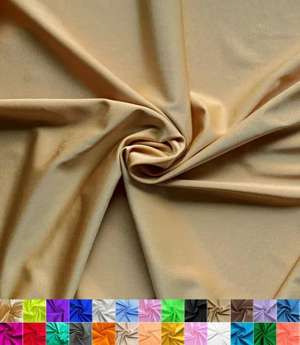 Tela de nailon y elastano | 80% nailon, 20% elastano | Ropa de baño, tela deportiva | Elástico en 4 direcciones | Deportes, Danza, Yoga (beige, 1