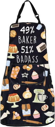 Miniatura 4 de WSNANG Divertido regalo de panadero 49% Baker 51% Badass Delantal de repostería Chef Delantal Culinario Escuela Regalo de Graduación Bake Lover