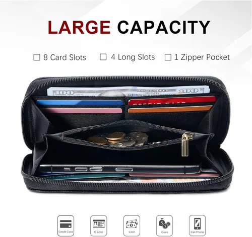 Miniatura 2 de Travelambo Cartera con borla plegable para mujer, bolso de mano con correa para la muñeca, bolso largo