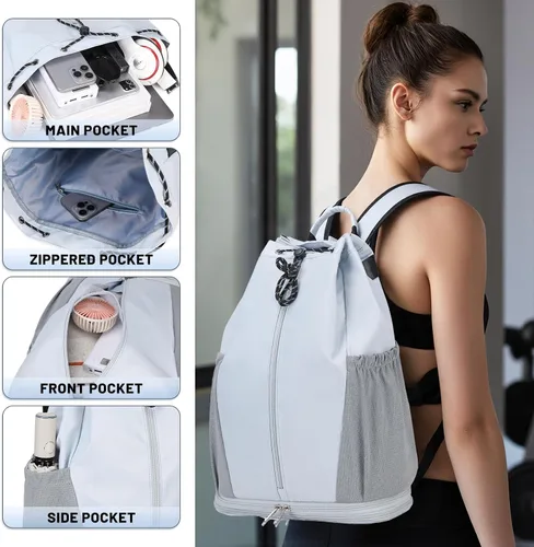 Miniatura 3 de mygreen Mochila con cordón para gimnasio con compartimento para zapatos