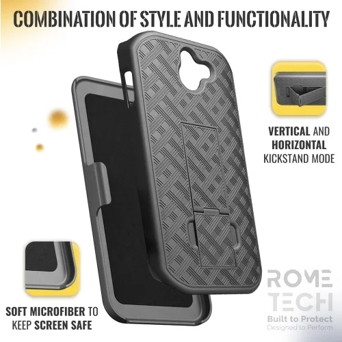 Miniatura 5 de Funda diseñada para Kyocera Duraforce Pro 2 (E6900/E6910/E6920) con funda de clip para cinturón, funda con función atril, color negro