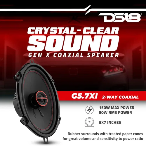 Miniatura 2 de DS18 G5.7Xi GEN-X 5x7 Altavoces coaxiales de 2 vías, 150 vatios de potencia máxima, 4 ohmios, altavoz de rango completo con tweeter de cúpula, ideal