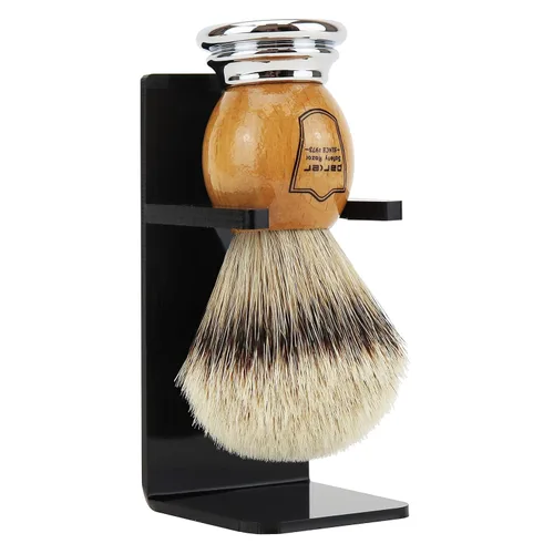 Miniatura 2 de Parker - Brocha de afeitar 100% Silvertip Badger – Mango de madera de olivo, nudo largo de 0.866 in con soporte de resina – Cerdas supersuaves