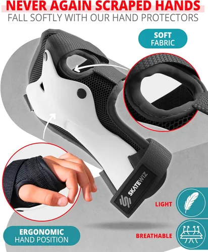 Miniatura 7 de SKATEWIZ Juego de almohadillas de protección para patineta para niños y adultos - Smash - Almohadillas para patines [6 piezas] con protectores