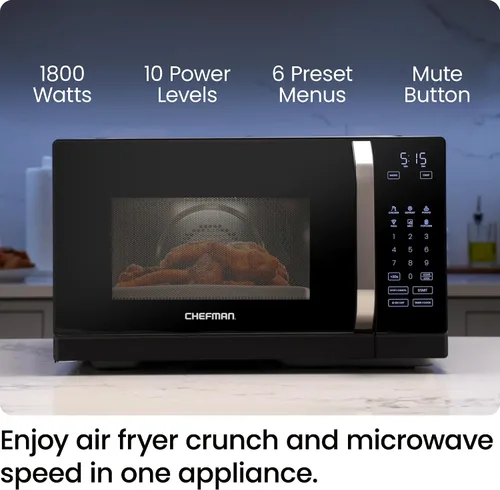 Miniatura 10 de Horno de microondas de mostrador Chefman 0.9 pies cúbicos. Microondas digital de acero inoxidable de 900 vatios con 6 ajustes preestablecidos, modo
