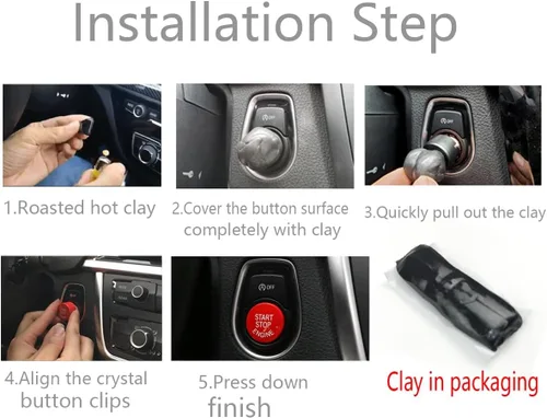 Miniatura 5 de Lanyun Reemplazo para BMW rojo interruptor de arranque de motor botón de encendido ajuste E Código de chasis BMW E60 E90 E91 E92 E93 E84 E70 E71 E72