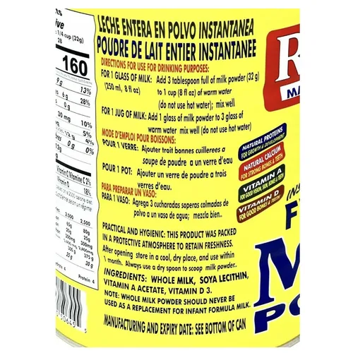 Miniatura 4 de Red Cow Leche en polvo en crema completa 2,5 Kg (5,5 lb), hecha de leche fresca real, producto de los Países Bajos.