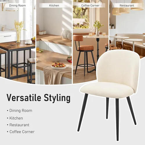 Miniatura 6 de Juego de 2 sillas de comedor tapizadas, modernas sillas auxiliares de cocina con asiento acolchado, cómodas patas de estudio de tela de felpilla