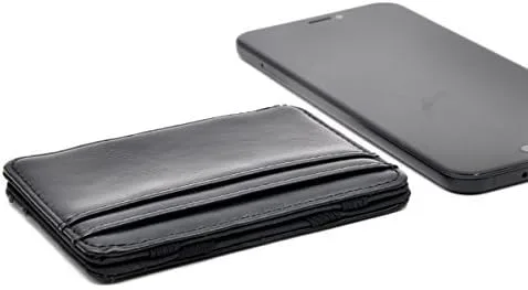 Miniatura 3 de Cartera delgada de bolsillo con clip mágico para dinero y tarjeteros, cuero genuino