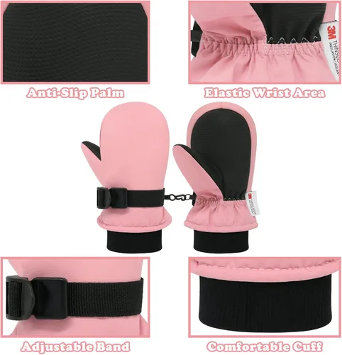 Miniatura 25 de Sarfel Guantes impermeables para niños pequeños, guantes de esquí, guantes de nieve, guantes para bebé, Thinsulate 1-7 años