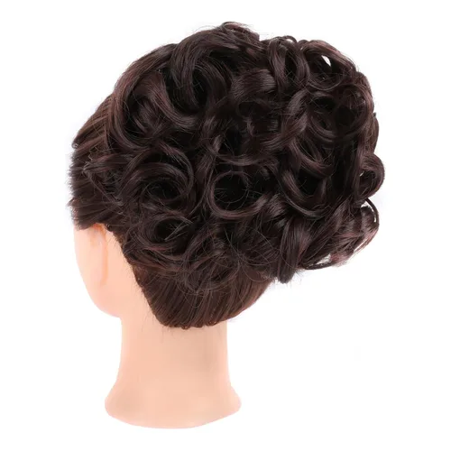 Miniatura 5 de Elaine Peines para Moño Despeinado Extensión de Cabello Rizado en Forma de Plato Moños Extensión Gruesa Postizo Chignon con Clip Coleta Coleteros