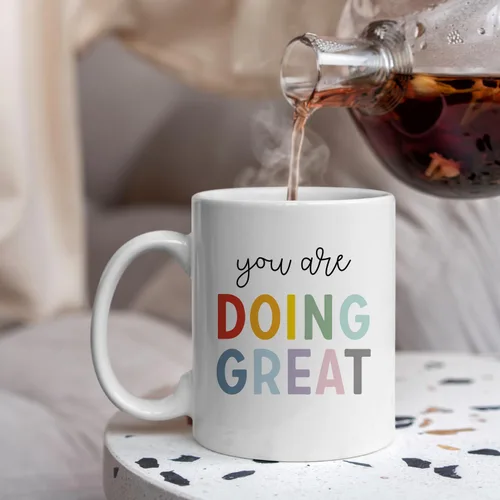Miniatura 4 de IWXYI Taza de café con texto en inglés "You Are Doing Great con texto en inglés "You Are Doing Great", taza de café de 11 onzas, regalo inspirador