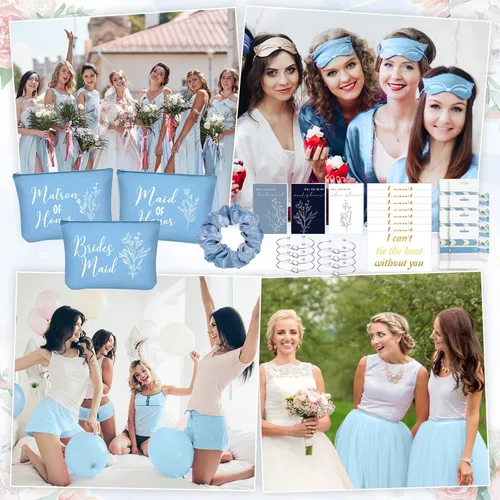 Miniatura 6 de 48 piezas de 8 juegos de regalos de propuesta de dama de honor, regalos a granel de boda Will You Be My Maid of Honor Matron of Honor, bolsas de Azul