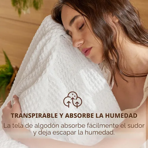 Miniatura 3 de Bedsure Gentlesoft - Manta de 100% algodón tamaño Twin XL para dormitorio universitario - Transpirable y suave, manta Twin de tejido waffle para 01