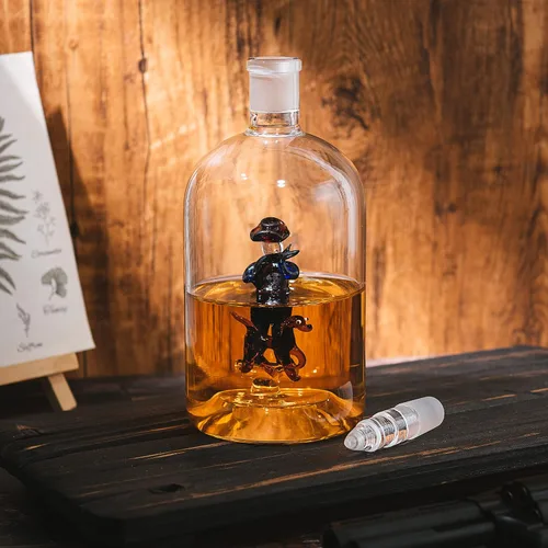 Miniatura 5 de Decantador de vino y whisky, regalos de caza para hombres, hombre con perro, decantador de 25.4 fl oz, bourbon whisky, único para él, juego