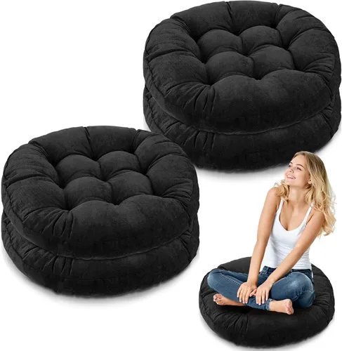 Miniatura 21 de Almohadas de suelo Jerify 22 x 22 Pulgadas Redondas Cuadradas Grandes Almohada de meditación para piso para aula Meditación para adultos Almohada
