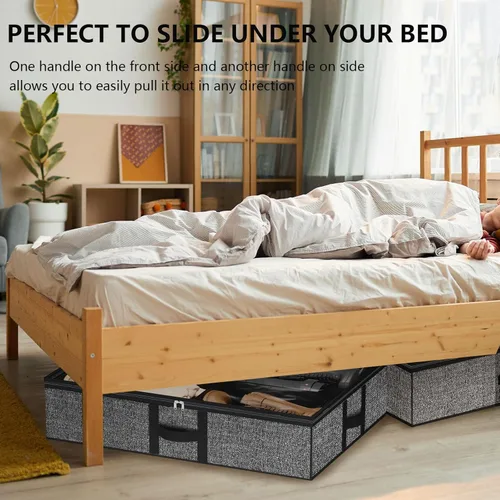 Miniatura 8 de homyfort Organizador de zapatos debajo de la cama, para 12 pares y 4 pares de botas, materiales resistentes y transpirables, solución de 2 Zapatos