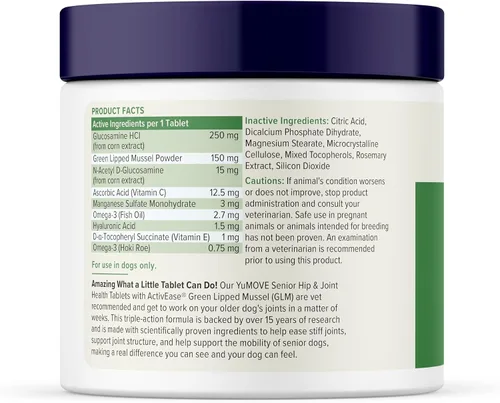 Miniatura 8 de YuMOVE Suplemento para articulaciones de perros mayores con mejillón ActivEase de labios verdes - Glucosamina para perros, ácido hialurónico y Omega