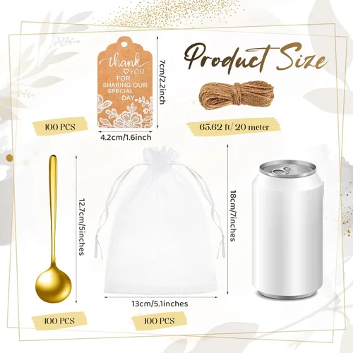 Miniatura 3 de Gueevin Juego de 100 cucharas de té de boda de 4.7 pulgadas para invitados, mini cucharadita de postre de acero inoxidable con 100 etiquetas