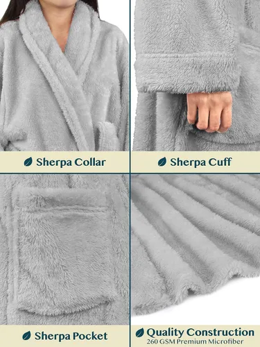 Miniatura 4 de PAVILIA - Bata de baño para mujer de suave tejido polar, mullida y cálida