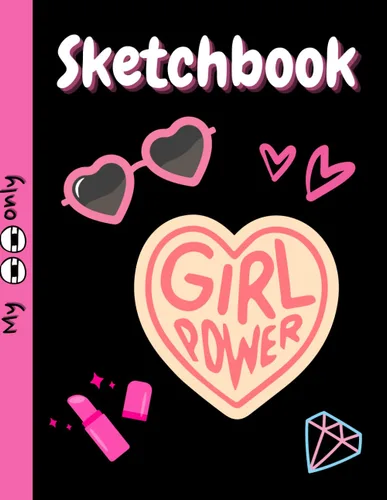 Girls Only Sketch Book 100 Pages 8.5 x 11 inches Large Blank Sketchpad Notebook for Kids to Drawing, Journaling, Writing, Crayon Coloring Sketching