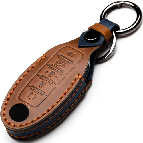 Miniatura 11 de Funda de Llavero de Cuero Compatible con Control Remoto Sin Llave de Nissan para Nissan X-trail Rogue Altima Quest Pathfinder Sentra Patrol Cima C