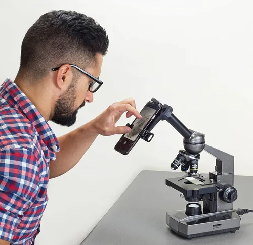 Miniatura 10 de Carson Microscopio compuesto para estudiantes 40x-400x para principiantes con adaptador universal para digiscopio para teléfonos inteligentes