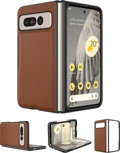 Miniatura 12 de Funda delgada de cuero para Pixel 9 Pro Fold (2024), sin protector de pantalla, soporte de carga inalámbrica, ultradelgada a prueba de golpes, funda