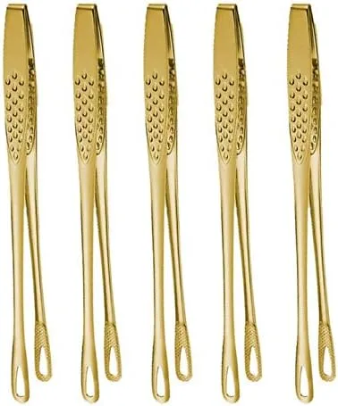 Miniatura 9 de Gold - Pinzas para servir alimentos, cocina, barbacoa, parrilla, freír, acero inoxidable, 2
