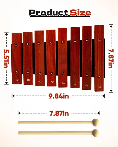 Miniatura 7 de Xilófono de madera profesional de 8 teclas con 2 mazos, instrumento de percusión afinado para conciertos para músicos, estudio y decoración del hogar