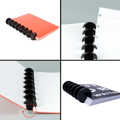 Miniatura 6 de 20 unidades de discos de encuadernación de libros de 2 pulgadas, discos de expansión negros, cuadernos de planificación, para cuadernos de bricolaje