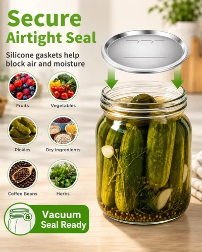 Miniatura 5 de 36 Pack Mason Jar Lids for Wide and Regular Mouth Jars, with Date Reminder Vacuum Seal Lids for Electric Mason Jar Vacuum Sealers