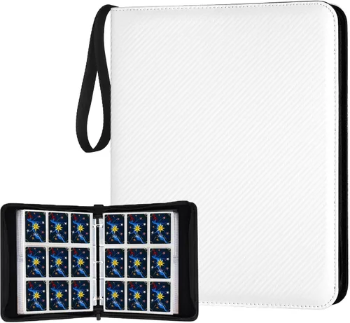 Miniatura 33 de GERMUN Carpeta de 4 bolsillos para tarjetas, carpeta de tarjetas de intercambio con cremallera premium, carpeta de colección de tarjetas de 400 4