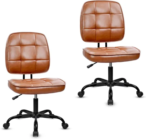 Miniatura 21 de CLATINA Silla de oficina en casa, sin brazos con ruedas, silla de escritorio pequeña de altura ajustable, sillas giratorias de trabajo de malla